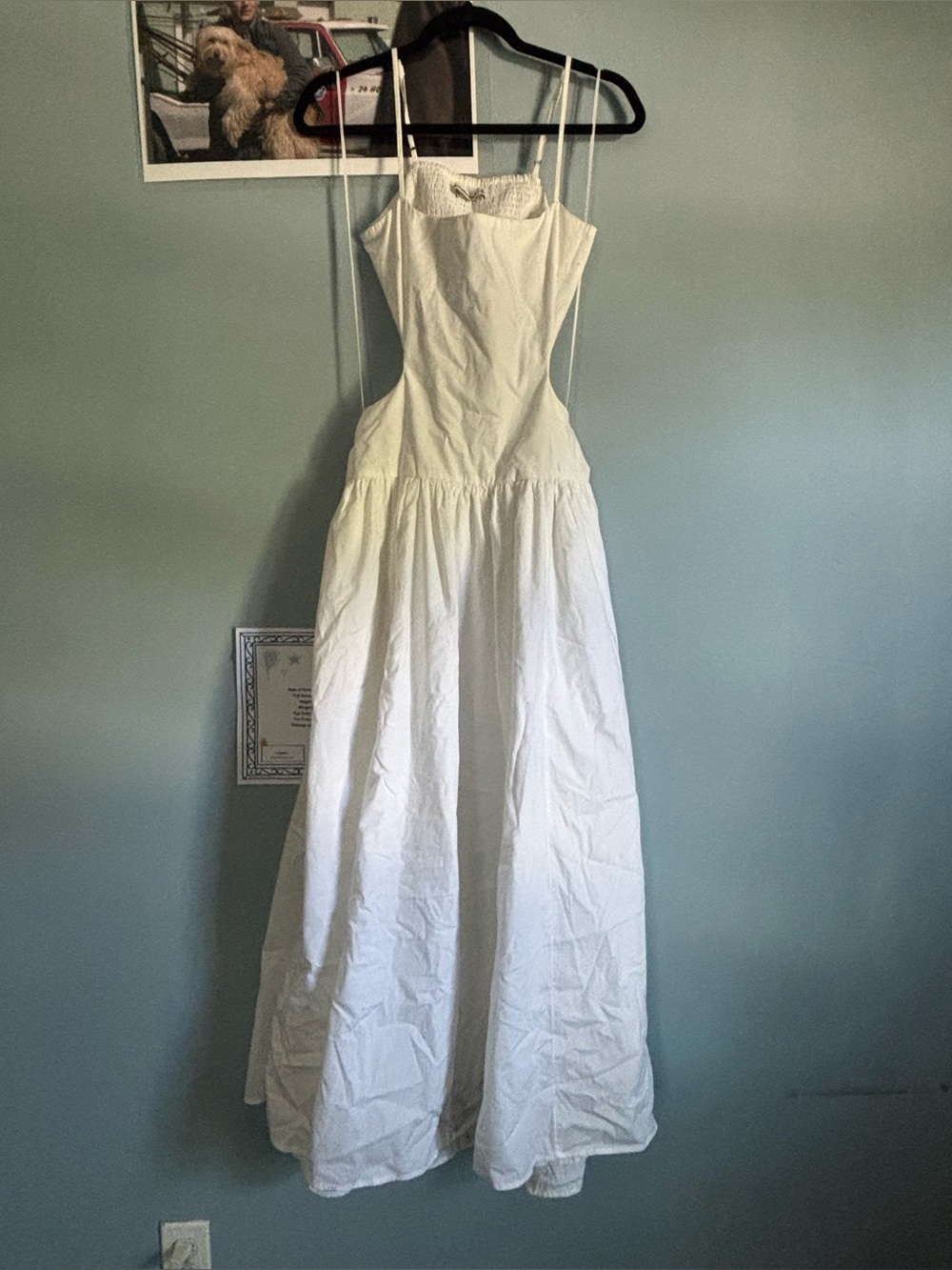Classic White Spaghetti Strap Maxi Dress with side cutouts